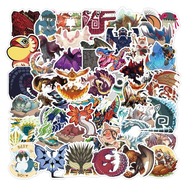 monster hunter Stickers 15-50pcs Stickers Cool Stickers for Adults Kids Teens Waterproof for Hydro Flask Water Bottles Skateboard Perfect Gift