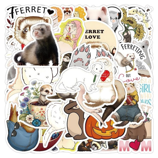 10-52pcs Cute Ferret Stickers Cartoon ferrets graffiti Stickers for DIY Luggage Laptop Skateboard Motorcycle Bicycle Stickers