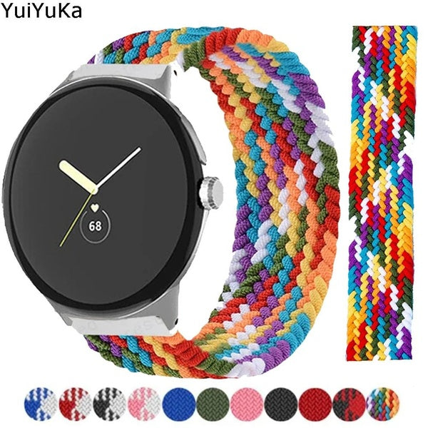 YuiYuKa Nylon Strap for Google Pixel Watch - Pixel Watch 2 Braided Elastic Nylon Band Accessories for Smartwatch Pixel Watch Active Belt Bracelet (1