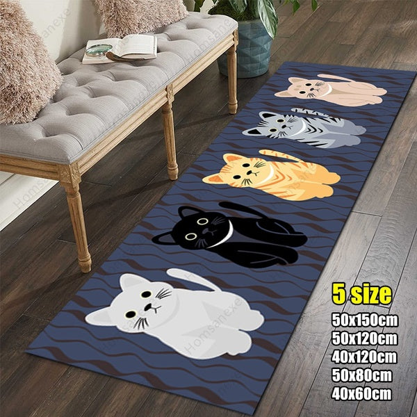 3D Welcome Mat Cute Cartoon Cat Print Bathroom and Kitchen Protective Absorbent Carpet Living Room Bedroom Entrance Door Mat Non-slip Household Produ