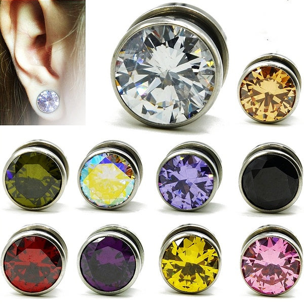 1 pc Top Qualité Cristal Zircon Oreille Tunnels Plug En Acier Inoxydable Vis Fix Chair Tunnels Civière Oreillettes Jauges Expandeurs