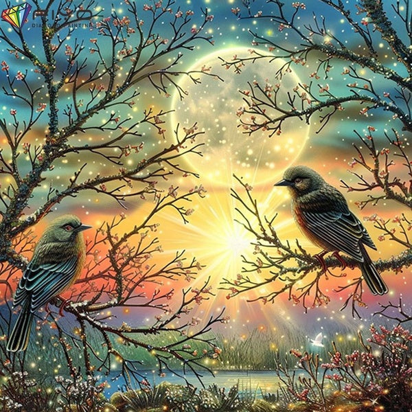 FIYO DIY 5D Sunset Diamond Painting Full Drill with Number Kits Home and Kitchen Fashion Mosaic Diamond Painting Canvas Wall Decoration Gift Crafts f