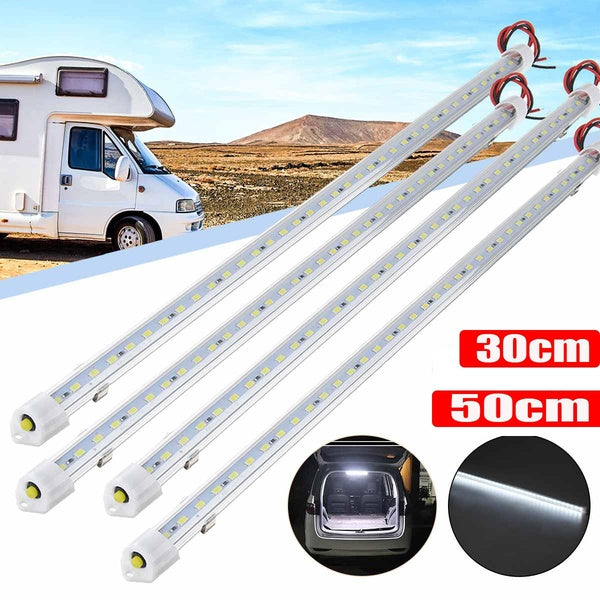 12V- 24V LED Car Interior Light Bar 30cm 50cm Bright White Light Tube Switch for RV Camper Boat Van Lorry Truck Caravan 1-2-4Pcs