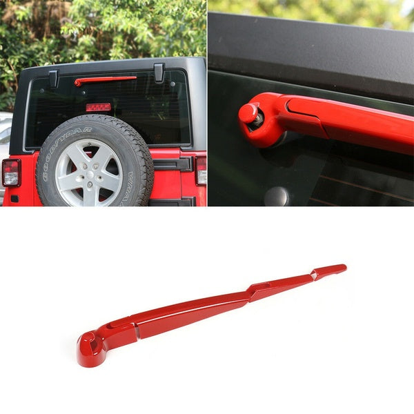 4 Pcs Red Rear Windshield Wiper Arm Blade Cover Trim Protector Frame ABS Cover Accessories for 2007-2017 Jeep Wrangler JK JKU Car Interior