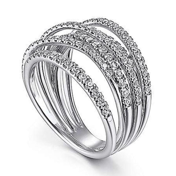Multilayer 925 Sterling Silver Intertwined Diamond Rings for Women Engagement Wedding Ring Jewelry Gift