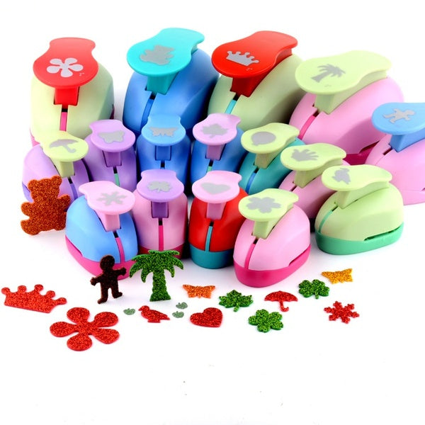 Cute Multi-pattern Hand Press Album Cards,Card Scrapbooking Engraving Kid Cut DIY Handmade Hole Puncher for Festival Papers and Greeting Card