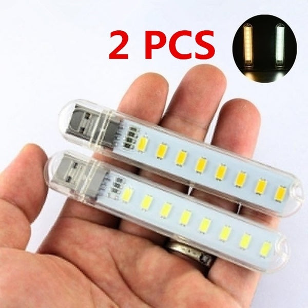 2PCS 8 LED Mini Portable USB Lampe DC 5V Camping USB Éclairage Pour PC Ordinateur Portable Mobile Power Bank Gadget