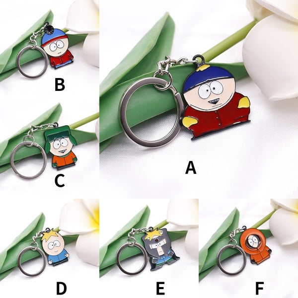 6 style Cartoon Style Anime South Park caractère porte-clés en métal métal émail pendentif voiture porte-clés porte-clés bijoux cadeau