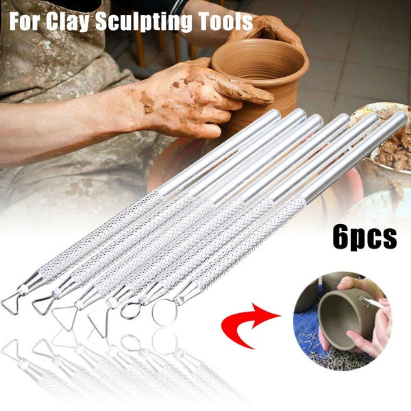 6pcs Clay Sculpting Wax Carving Pottery Tools Polymer Ceramic Modeling Tool Set