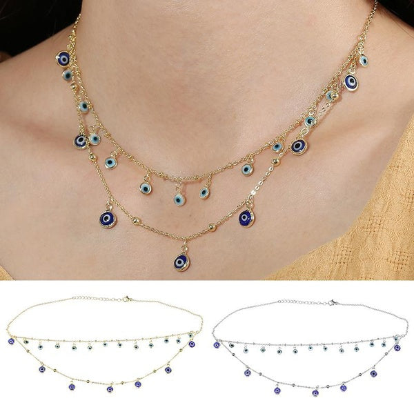 Fashion Evil Eyes Layered Colliers pour femmes, Bohemian Devil Pendant Choker Colliers Turkish Evil Eyes Perles Colliers Lucky Jewelry
