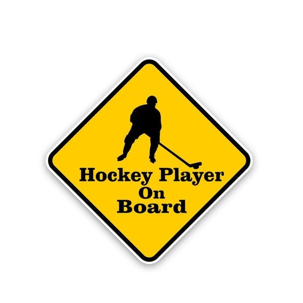 13.9CM*13.9CM Hockey Player On Board Warning Car Sticker Decal 12-40206