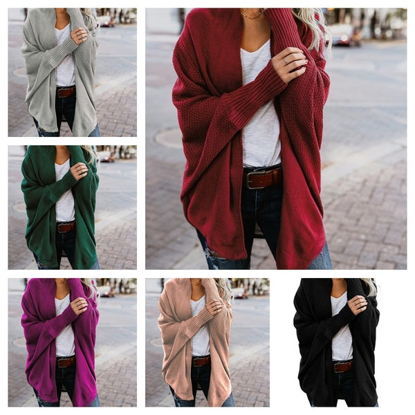 Women's Fashion Casual Long Sleeve Plus Size Knitted Sweater Cardigan Outerwear