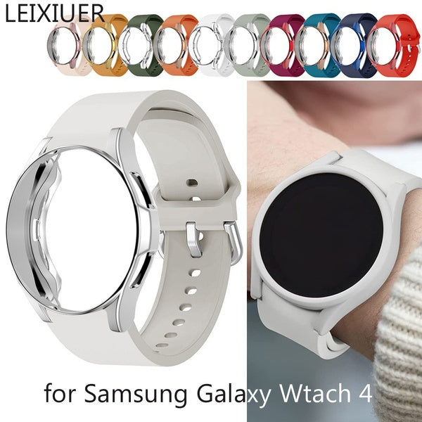 Silicone watch band + TPU Case with Film - Case Without Film for Galaxy Watch 4 for Samsung Galaxy Watch 4 40mm 44mm 4 classic 46 mm 42mm Smartwatch