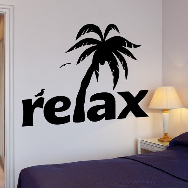 Relax Palm Wall Stickers Vinyl Decal Tree Beach Tropical Plants Home Decor Living Room Bedroom Murals Creative Decals