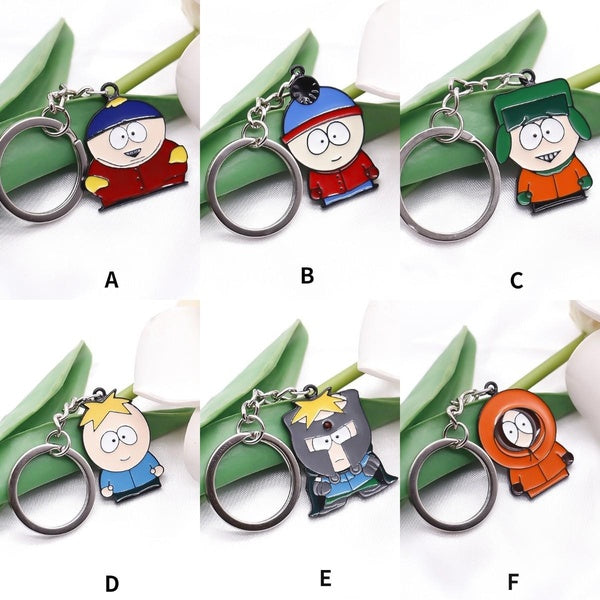 6 Style Cartoon Style Anime South Park Caractère Métal Porte-clés En Métal Émail Pendentif Voiture Porte-clés Porte-clés Bijoux Cadeau