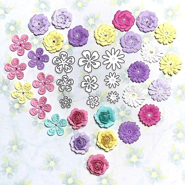 12 pcs-lot fleur fleurs matrices de découpe en métal Rose découpé pour bricolage Scrapbooking matrices Photo artisanat matrices à la main carte poinç