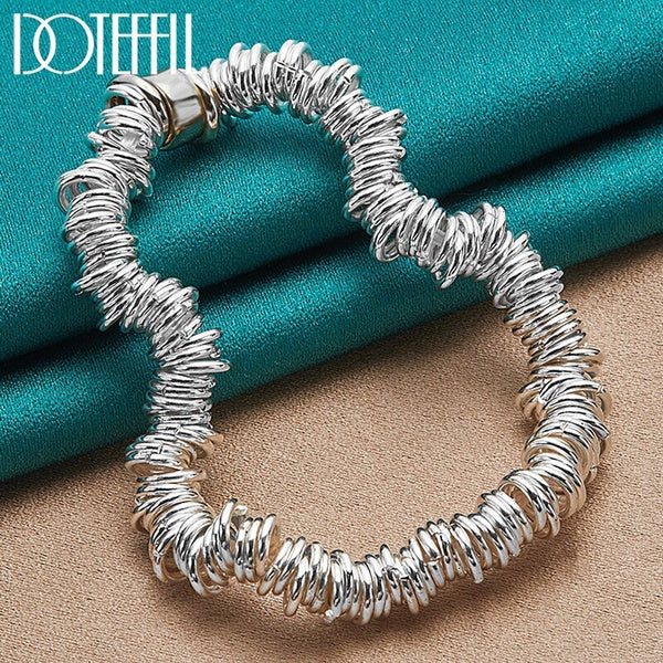 925 Sterling Silver Many Circle Chain Bracelet Pour Homme Femme Mariage Charme Bijoux De Mode