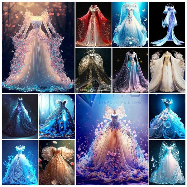 FIYO Beautiful Dress Diamond Painting Kits For Adults DIY 5D Diamond Mosaic Diamond Painting Home and Kitchen Fashion Canvas Pictures Wall Decoration