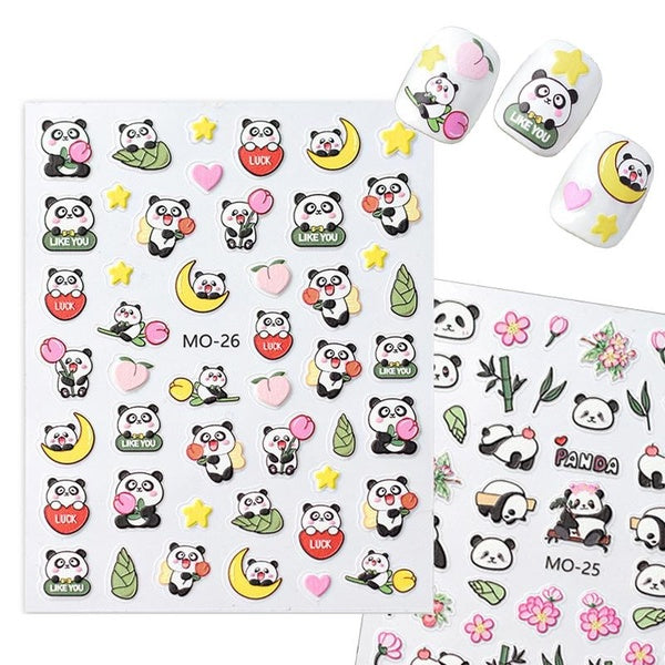 1pc Panda Designs Nail Art Stickers Cute cartoon Nail Tips Nail Decorations