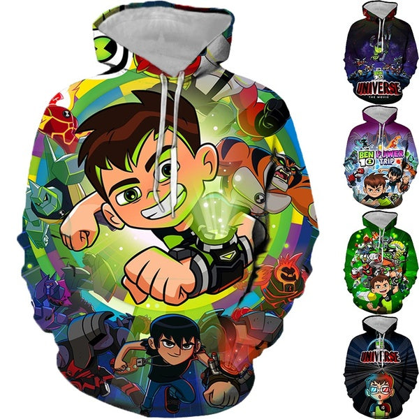 Ben 10 contre. the Universe: the Movie 3D Hoodie Enfants Sports Hoodie Cool Boy Pullover Hoodie Cartoon Anime Print Hoodie