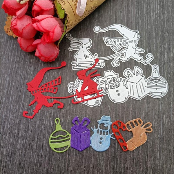 Christmas Snowman Metal Cutting Die, Christmas Present Paper Die Cuts, Christmas Stockings Cutting Dies for Card Making, Metal Die Cut Stencil for DI