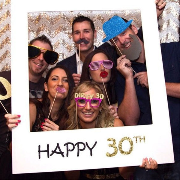 1pcs happy 30th 40th 50th 60th Paper photo frame adult birthday party Decoration Photo Booth Frame