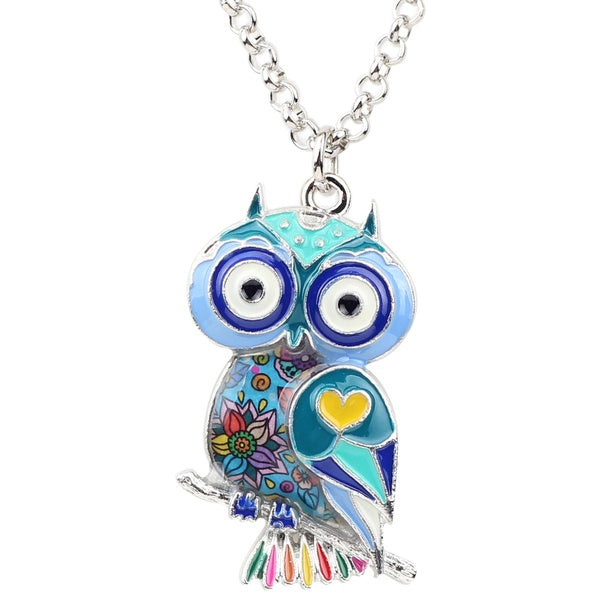 Enamel Alloy Floral Owl Bird Necklace Animal Collar Chain Choker Pendant Gifts for Teens Kids Women Trendy Jewelry Accessory Charms