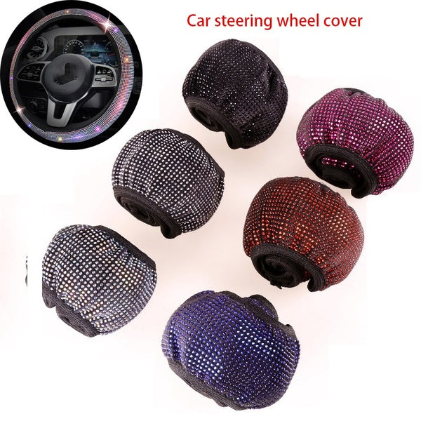 Colorful Hot Drill Car Steering Wheel Cover Without Inner Ring Elastic Band Full Drill Elastic Handle Cover Car Accessories