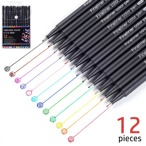 12 Colors Fineliner Pens with 0.4mm Fine Tip