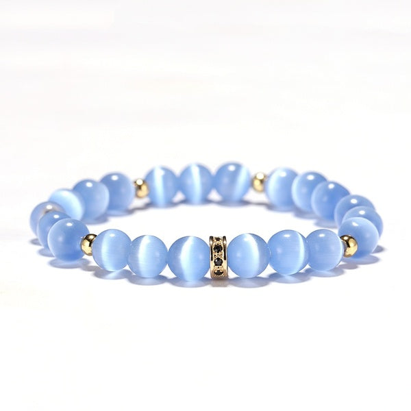 Boho 8mm Moonstone Perles Bracelet Femmes De Luxe Zircone Pierre Braslet Charme Bleu Opale Femmes Bijoux Accessoires Bracelet Femme