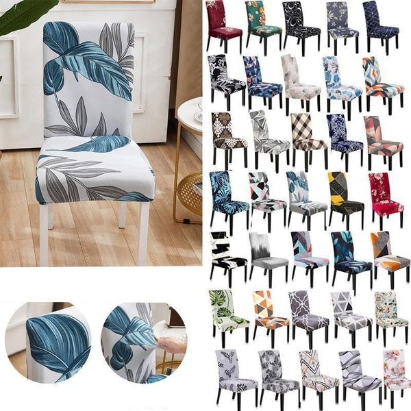 New Upgrade High Quality Printed Chair Cover Spandex Elastic Dining Chair Slipcover Removable Washable Chair Covers for Hotel Wedding Party Banquet D