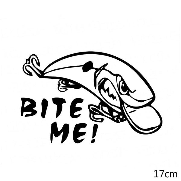 17cm Bite Me Crank Bait Decal Tackle Fishing Outdoor Vinyl Car Sticker
