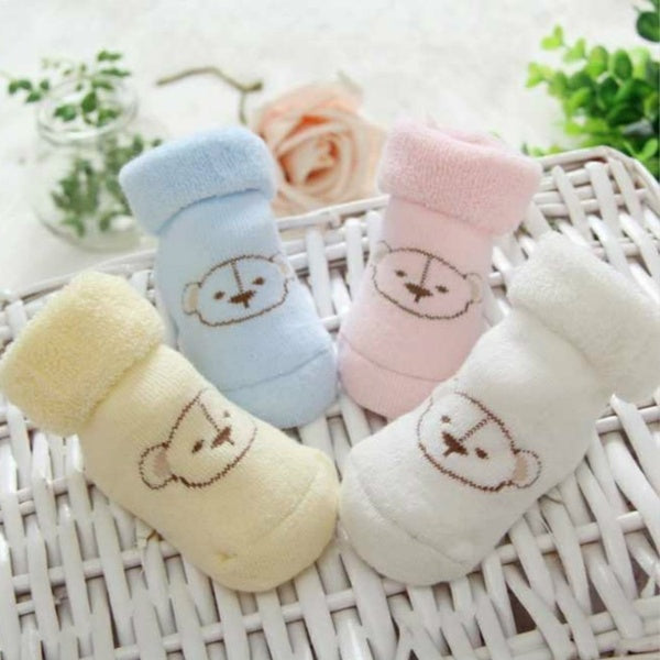 New Born Baby Boots Cotton Socks Autumn Winter Bear Pattern Warm Soft Baby Socks
