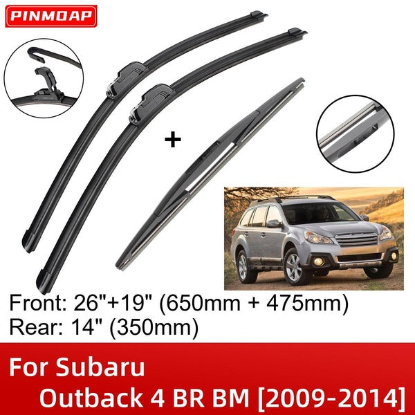Car Wiper Blades For Subaru Outback 4 BR BM 2009-2014 26" 19" 14" Front Rear Wiper Blades Brushes Cutter Accessories 2009 2010 2011 2012 2013 2014