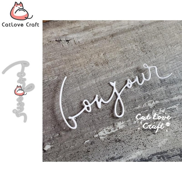 Catlove bonjour - matrices de découpe en métal, pochoir de Scrapbooking, fabrication de cartes, bricolage, gaufrage artisanal, nouvelles matrices pou