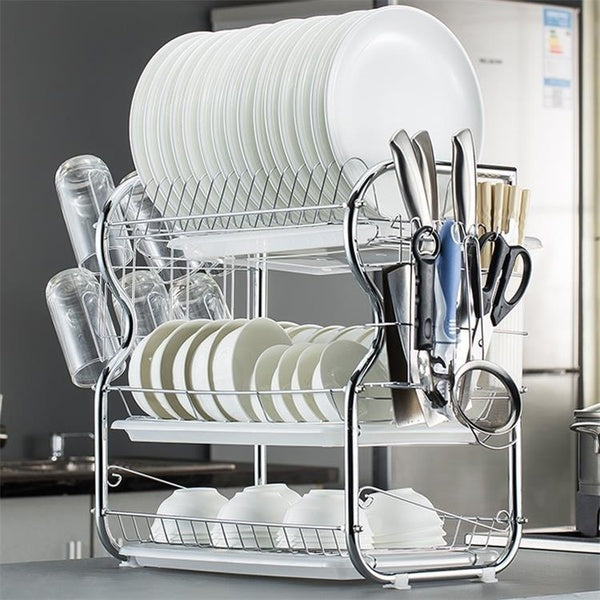 Dish Drying Rack Holder Basket Plated Iron Home Washing Great Kitchen Sink Dish Drainer Drying Rack Organizer Tableware Shelf
