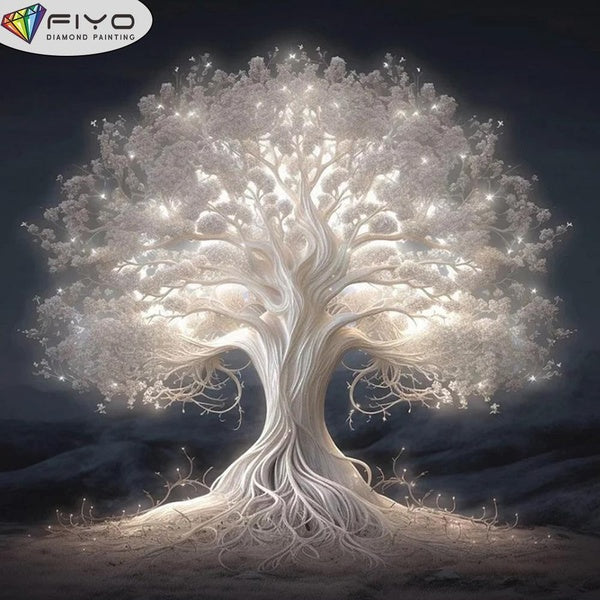 FIYO DIY 5D Wishing Tree Diamond Painting Full Drill with Number Kits Home and Kitchen Fashion Mosaic Diamond Painting Canvas Wall Decoration Gift Cr