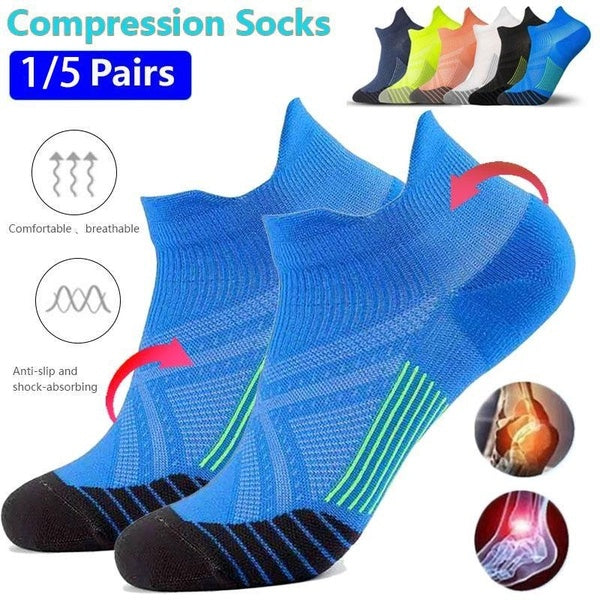 1-5 Pairs of Arch Supported Plantar Fasciitis Socks for Men and Women - The Best Ankle Compression Socks for Relieving Foot and Heel Pain, Orthotics,