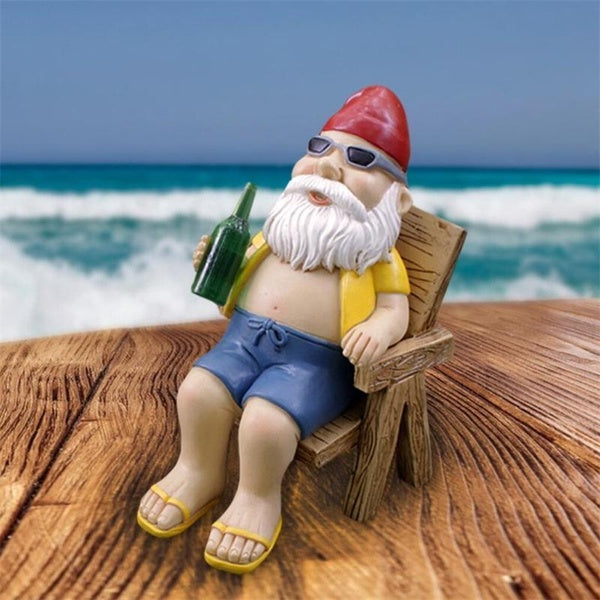 Funny Gnome with Wine Bottle Statues for Patio Yard Lawn Porch Decor
