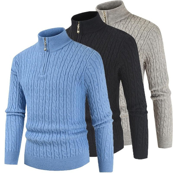 Men Sweaters, Quarter Zip Pullover for Men, Polo Slim Fit Mens Clothe Business Casual Long Sleeve Turtleneck Sweater