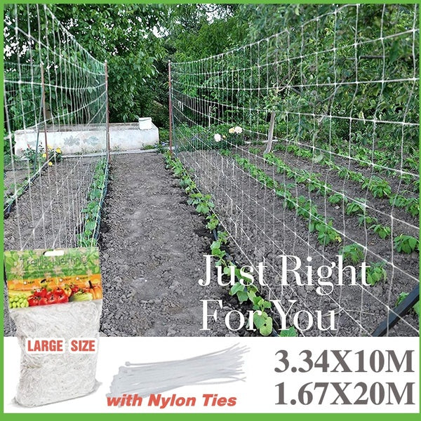 Reusable Garden Trellis Bird Netting, Cuttable Nylon Plant Trellis for Climbing Plants Outdoor, Heavy Duty Space Saving Plant Supporting Net for Tom
