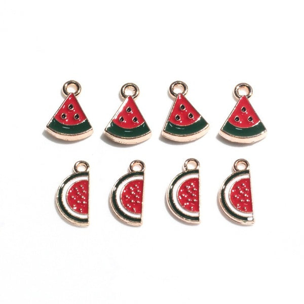 New Fashion 8*17MM 12*16MM 10pcs-bag Zinc Alloy Drop Oil Fruits Watermelon Charms Pendants for DIY Earring Jewelry Accessories