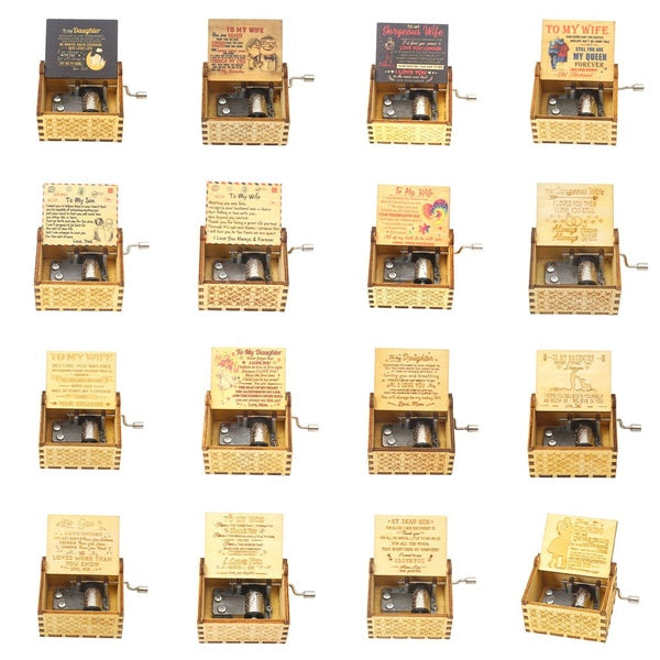 You are My Sunshine Music Box, Gift for Daughter from Dad, Wood Laser Engraved Vintage Cute Boxes, Best Gift Birthday-Valentine's Day-Wedding Day (Da