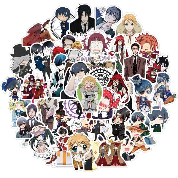 (15-50 Pcs-set)Black Butler Mixed Sticker Laptop Skateboard Luggage Car Modeling Bicycle JDM Doodle Applique Cool Waterproof Sticker