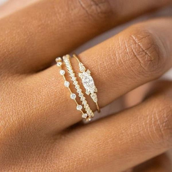3-piece set - set elegant new White Cubic Zirconia Ring Set noble princess engagement anniversary gift women's luxury jewelry set us size 5-11