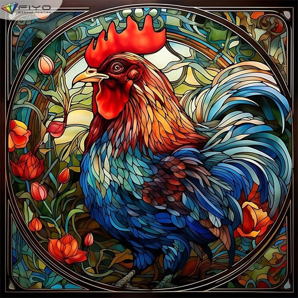 FIYO Roosters DIY 5D Diamond Painting Full Drill with Number Kits Home and Kitchen Fashion Mosaic Diamond Painting Canvas Wall Decoration Gift Crafts