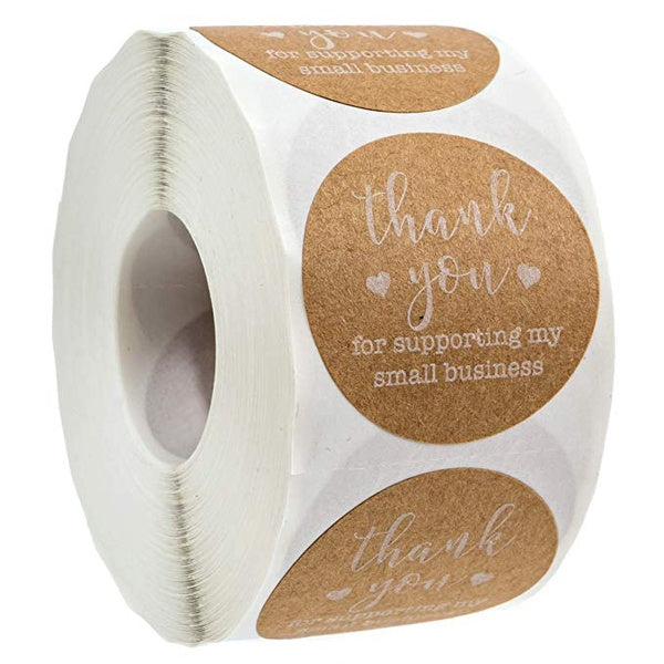 500pcs-roll thank you for Supporting My Small Business Stickers white word designs great for business gift decoration sticker