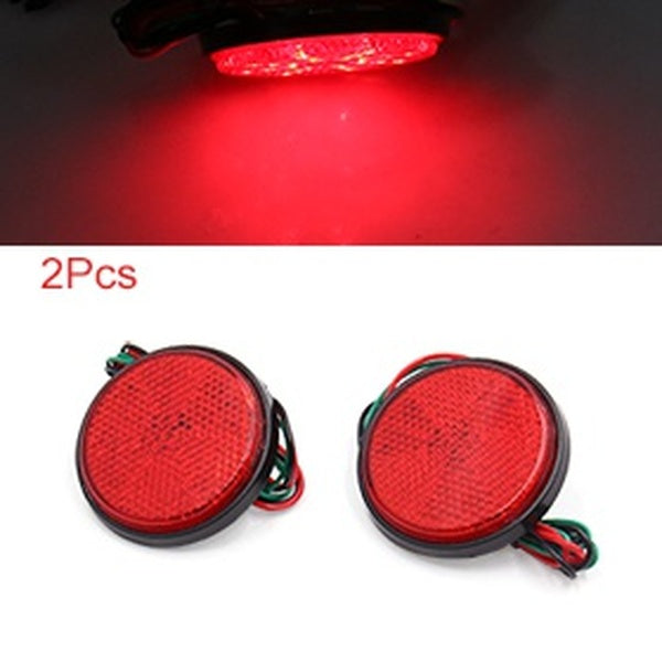 2pcs rouge LED rond moto scooter réflecteur queue frein clignotant lampe