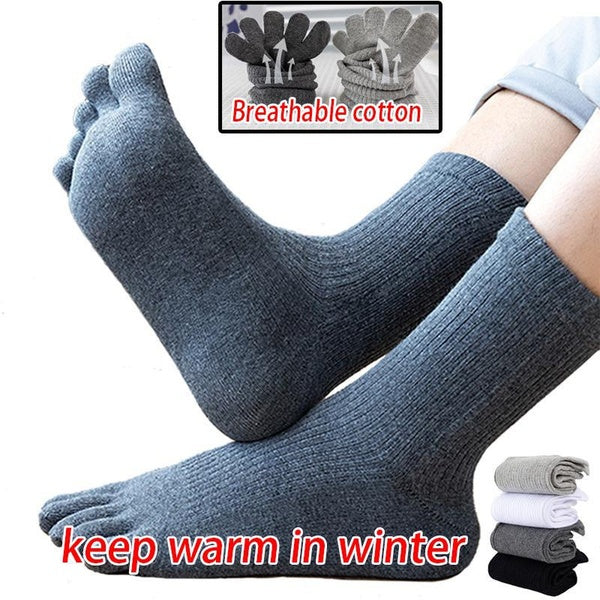 4-3-2-1 Pairs Toe Socks Keep Warm In Winter Men and Women Five Fingers Socks Breathable Cotton Socks Sports Running Solid Color Black White Grey