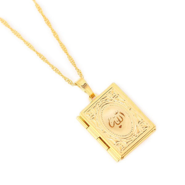 Allah Or Boîte Collier Pour Femmes Muhammad Plaqué Or DIY Garder Photo Pendentif Collier Musulman Islamique
